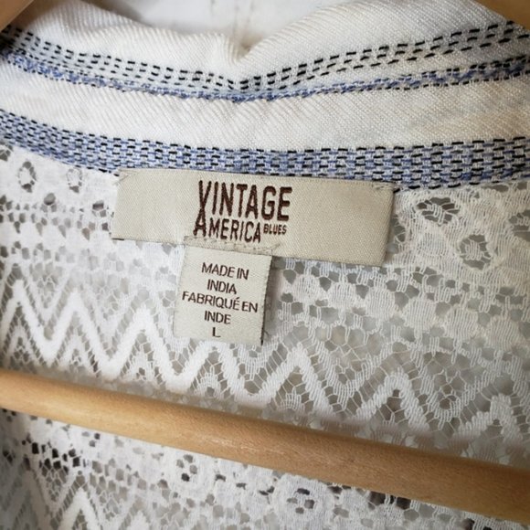Vintage American Blues Roadtrip Striped Mackenzie Blouse Sz. Large White… - Picture 9 of 10